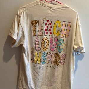 Simply Southern women’s ' Cream 'Teach' Graphic short Sleeve Tee